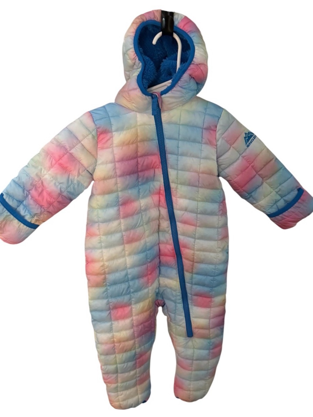 Snozu Multicolor Pastel Quilted Hooded fleece lined snowsuit size 24 months